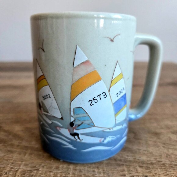 Vintage Otagiri Japan mug with sailboats and seagulls design. - Picture 2 of 7